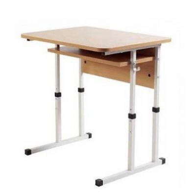 Стіл учнівський 1-місний з полицею ЛДСП та заокругленими кутами, №4-6, 700х500х640-760 мм, АНШАР ГРУП (90159)